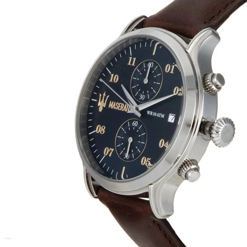 Maserati Epoca R8871618001 Men's Chronograph Black Dial Leather Strap 42mm Watch