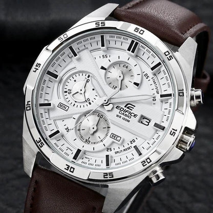 Casio Edifice EFR-556TR-1K Brown Leather Chronograph Mens Watch New Boxed