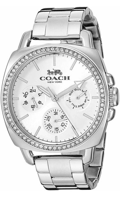 Brand New Coach Boyfriend Women’s Silver Bracelet Crystal Dial Watch 14503129