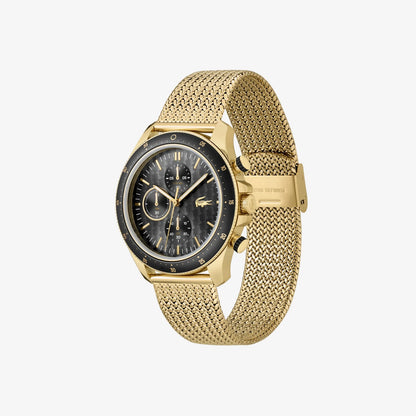 Lacoste Watch Neoheritage Chronograph Men's Quartz 2011254 Gold Mesh New