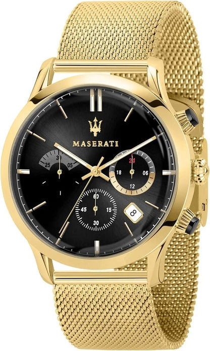 Maserati Ricordo Men's R8873633003 Chronograph Black Dial Gold Steel Watch 42mm