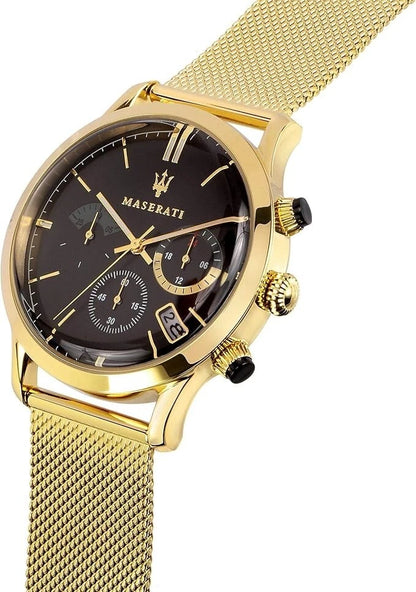 Maserati Ricordo Men's R8873633003 Chronograph Black Dial Gold Steel Watch 42mm