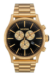 Nixon Mens Sentry Chrono Gold Quartz Watch A386-510 42mm Dial