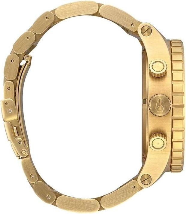Nixon 51-30 Chrono A083-2735 Mens Quartz Watch Gold Case Blue Sunray Dial 51mm