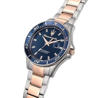 Maserati Sfida Date Analog Blue Dial Men's Steel Watch R8853140003 Quartz 44mm