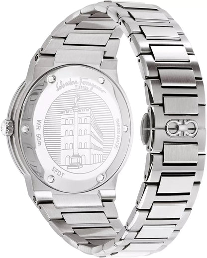 Ferragamo SFDT00239 F-80 Classic Men's Watch Black Silver Stainless Steel 42mm
