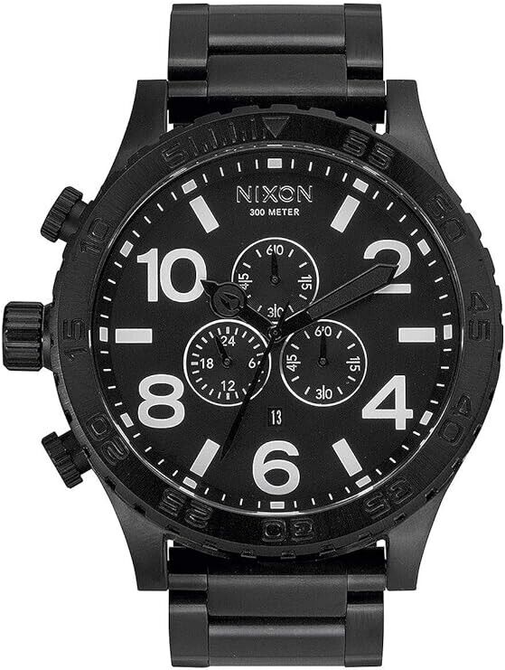 Nixon 51-30 Mens Quartz Watch A083-1001 Black Dial Stainless Steel 51mm