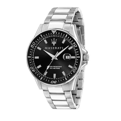 Maserati Men's R8873640002 Stainless Steel Analog Black Dial Quartz Watch 44mm