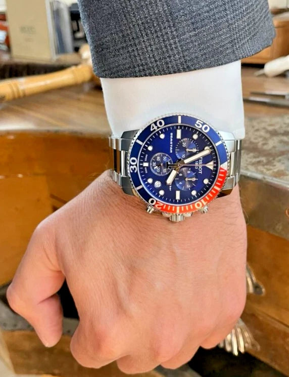Tissot Seastar Chronograph Quartz Pepsi Blue Dial Men Watch T120.417.11.041.03