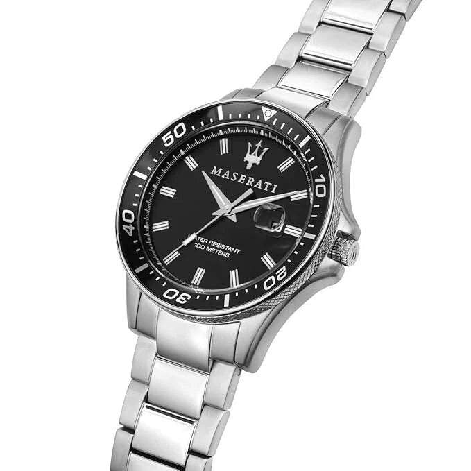 Maserati Men's R8873640002 Stainless Steel Analog Black Dial Quartz Watch 44mm