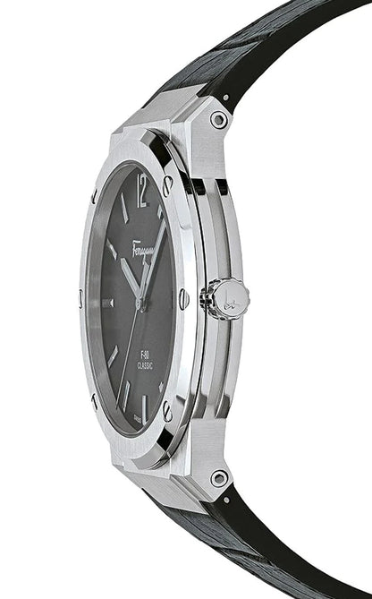 Ferragamo SFDT00219 F-80 Slim Men's Quartz Watch Stainless Steel Black Dial 42mm