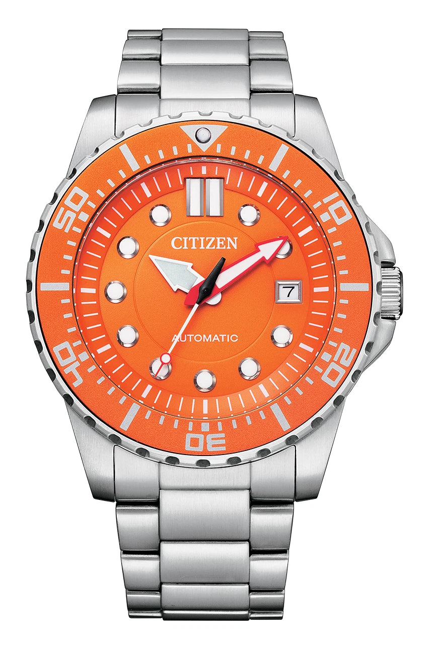Citizen Automatic Orange Dial Stainless Steel Mesh Men’s Watch NJ0128-80X