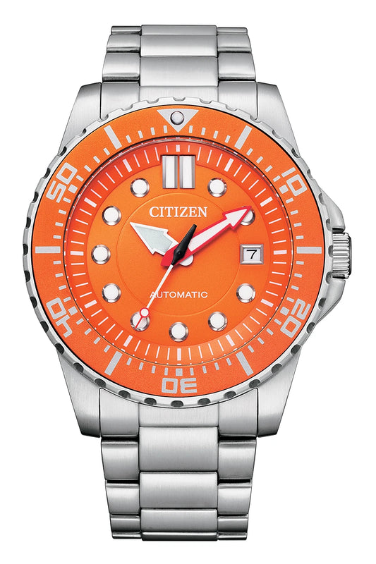 Citizen Automatic Orange Dial Stainless Steel Mesh Men’s Watch NJ0128-80X