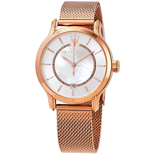 Maserati Epoca Quartz Silver Mother of Pearl Ladies Watch R8853118506 White Dial