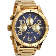 Nixon 48-20 Chrono Gold PVD Mens Watch A486-1922 Blue Dial48mm
