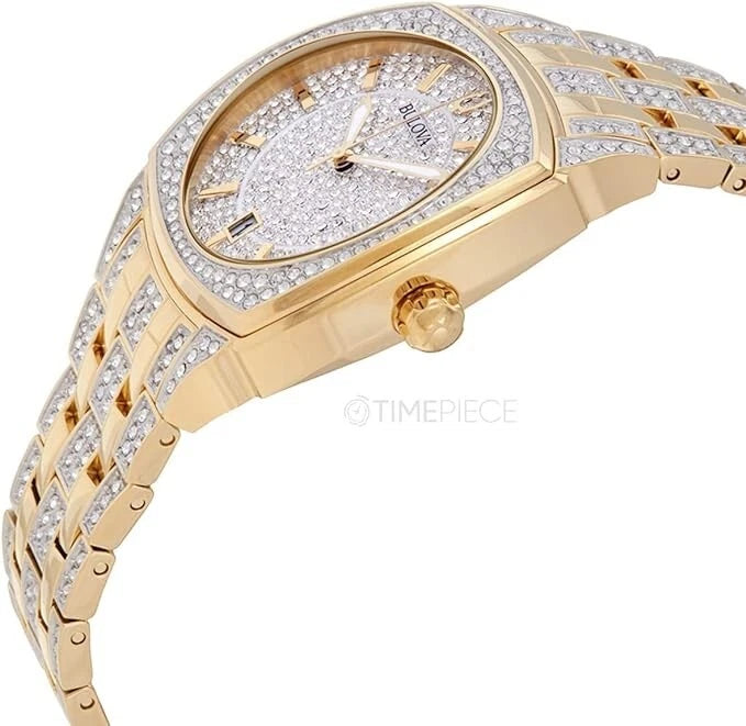 Bulova Men's Crystal Phantom 3-Hand Date Quartz Watch Pave Crystal Dial 40mm