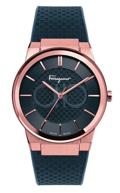 Ferragamo Sapphire Chronograph Mens SFHP00420 Watch Rubber Strap Black Dial 42mm
