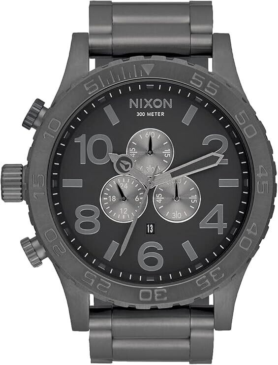 Nixon A083-632 Mens Chronograph Quartz Watch Gray Dial 51mm