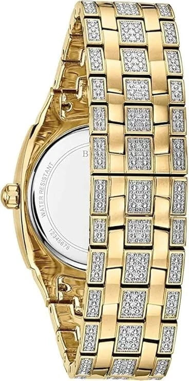 Bulova Men's Crystal Phantom 3-Hand Date Quartz Watch Pave Crystal Dial 40mm