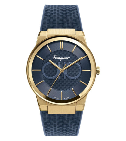 Ferragamo Sapphire Blue Dial Blue Rubber Swiss Quartz Men’s Watch SFHP00220
