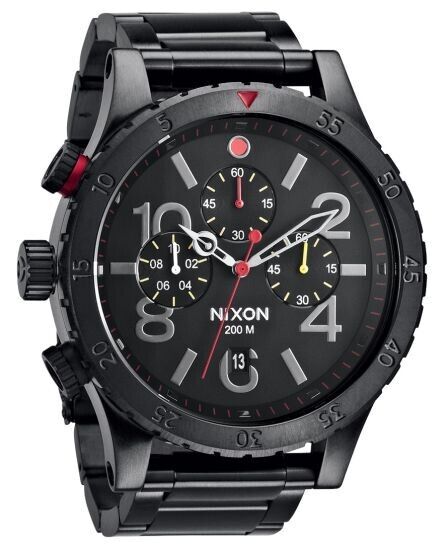 Nixon Chrono All Black Mens Quartz Watch A486-1320 48mm