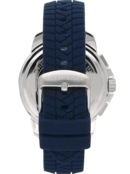 Maserati Successo Chronograph Men's R8871621013 Blue Watch Silver Dial 44mm