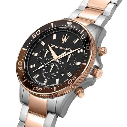 Maserati Sfida Men's Analog Black Dial Watch R8873640009 Quartz 44mm Silver Band