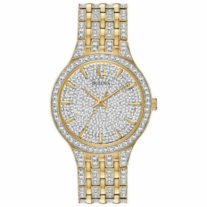 Bulova Phantom Men's Quartz Watch 98A229 Gold Stainless Steel 40mm with Crystals