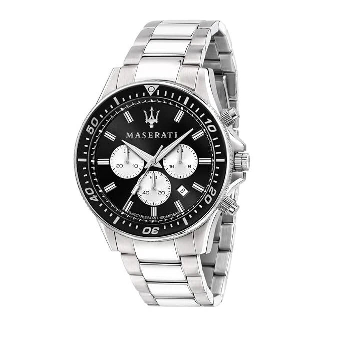 Maserati Men's R8873640004 Stainless Steel Analog Black Dial Quartz Watch 44mm