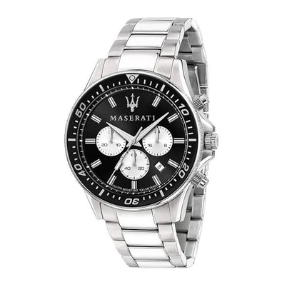Maserati Men's R8873640004 Stainless Steel Analog Black Dial Quartz Watch 44mm