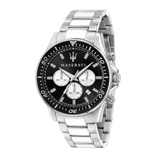 Maserati Men's R8873640004 Stainless Steel Analog Black Dial Quartz Watch 44mm