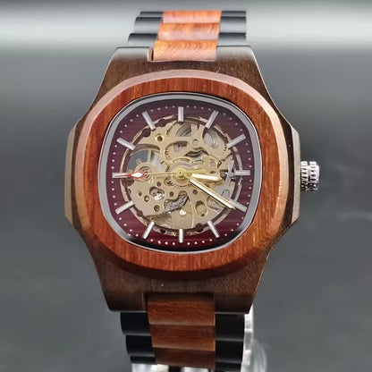 Nautilus Style Wooden Men’s Mechanical