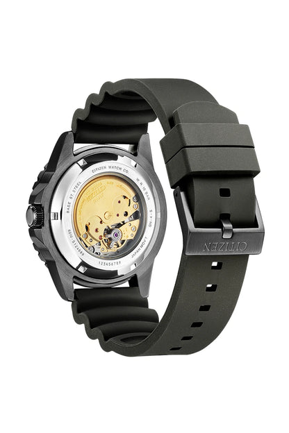 Citizen NJ0129-10X Black Rubber Automatic Mens Watch Complete Set