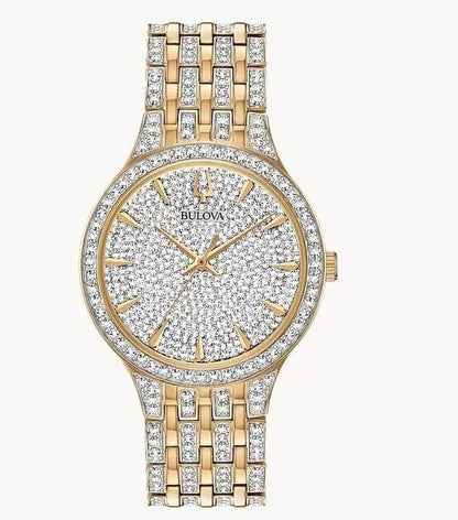 Bulova Phantom Men's Quartz Watch 98A229 Gold Stainless Steel 40mm with Crystals