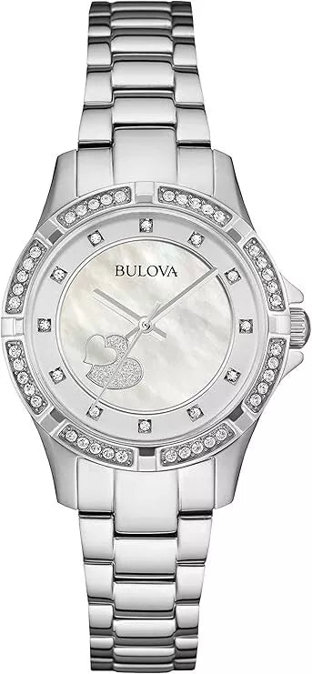 Bulova Women's Quartz Crystal Accent Analog Watch 96L226 Steel 32mm Dial