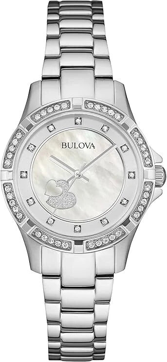 Bulova Women's Quartz Crystal Accent Analog Watch 96L226 Steel 32mm Dial