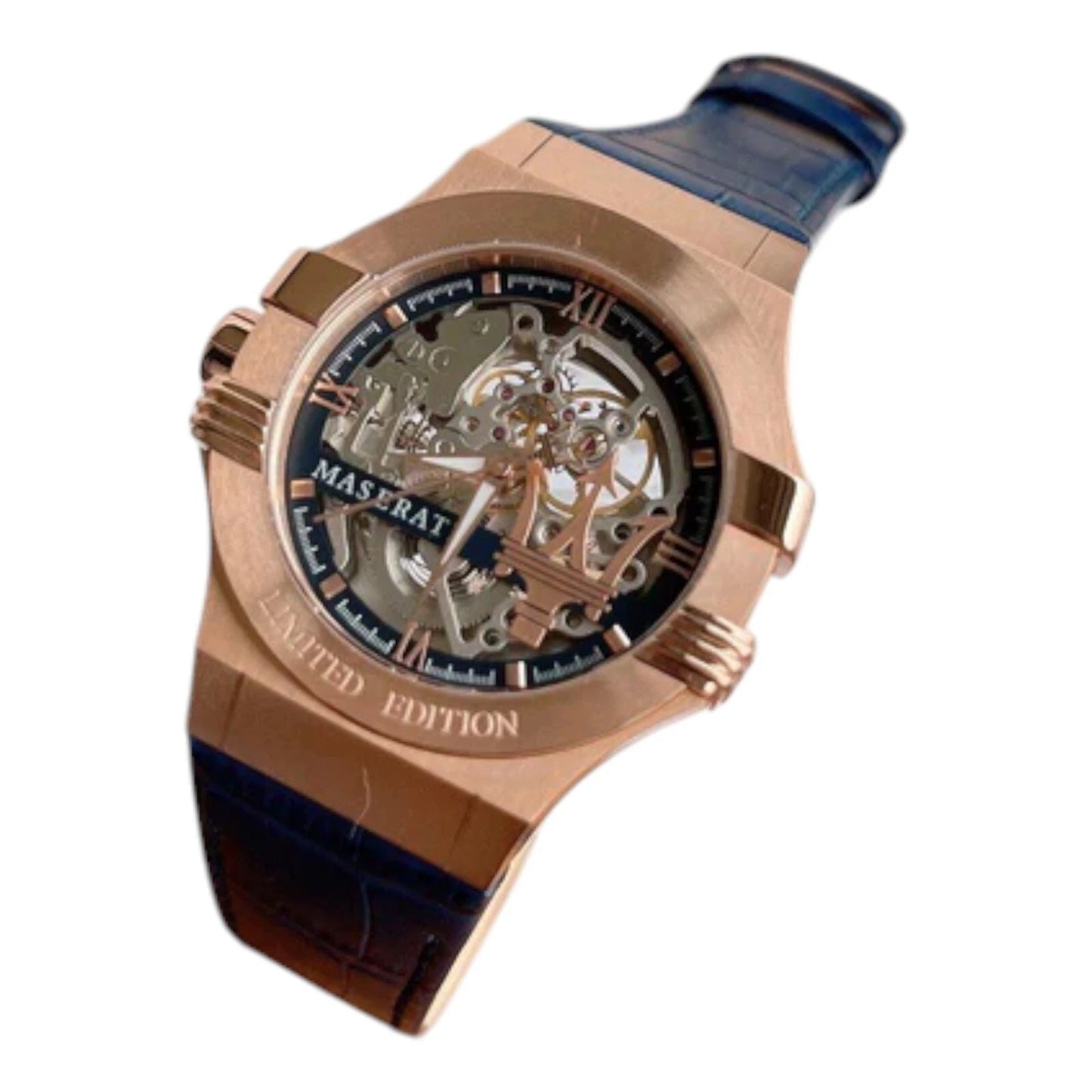 Maserati Men's Automatic Skeleton Dial Blue Leather Strap Watch - R8821108022