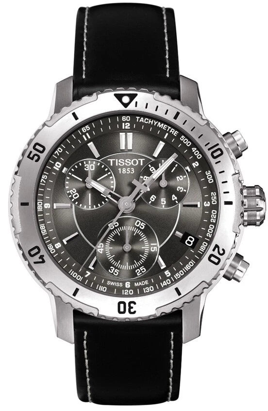 Tissot Men's PRS 200 T067.417.16.051.00 Black Leather Strap Chronograph Watch