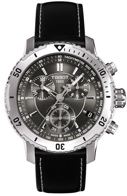 Tissot Men's PRS 200 T067.417.16.051.00 Black Leather Strap Chronograph Watch