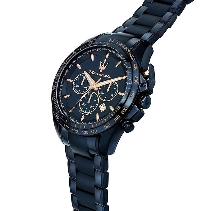 Maserati Men's Chronograph Sport Watch R8873612054 All Blue Stainless Steel 45mm
