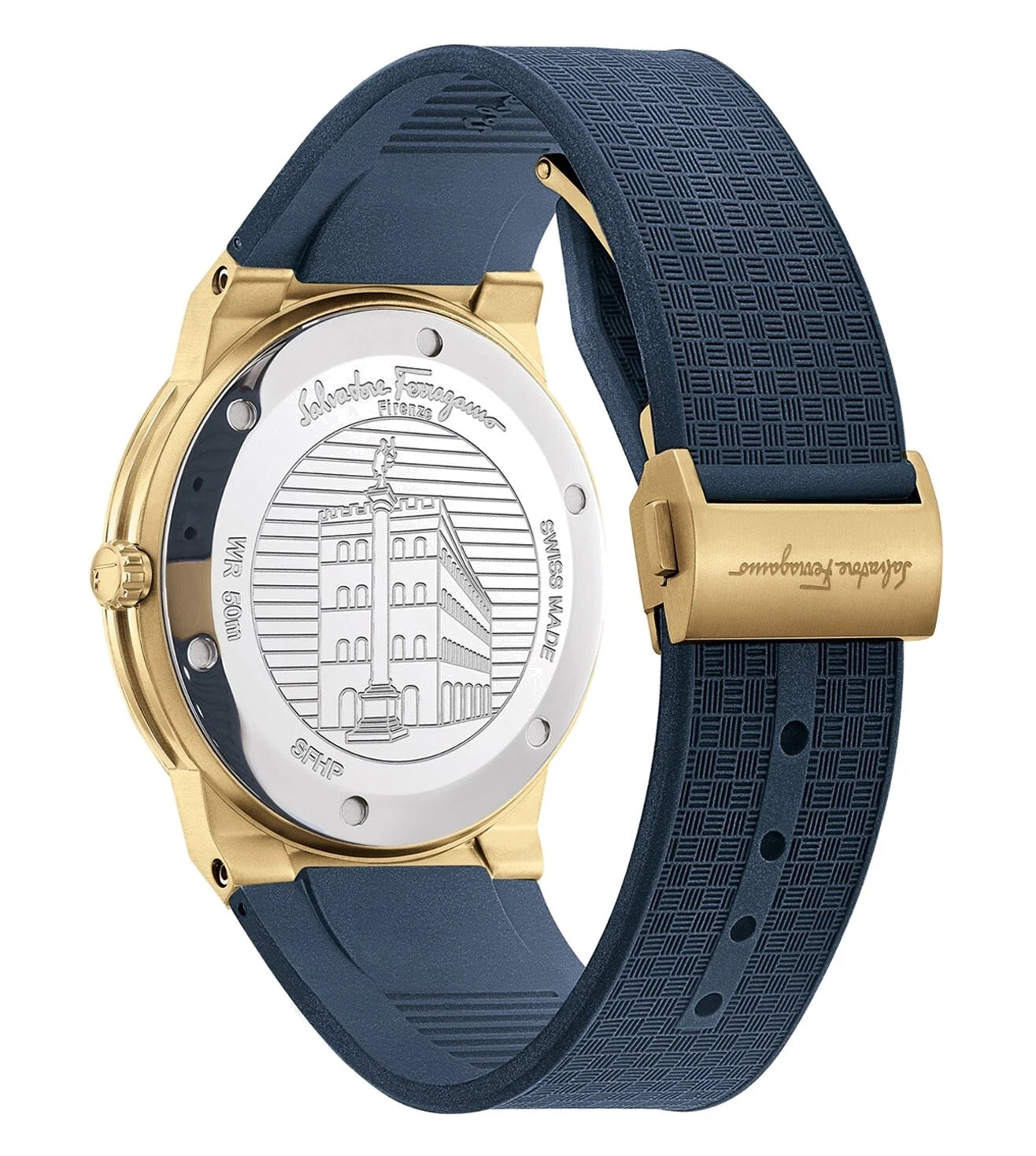 Ferragamo Sapphire Blue Dial Blue Rubber Swiss Quartz Men’s Watch SFHP00220
