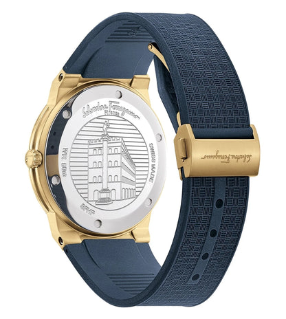 Ferragamo Sapphire Blue Dial Blue Rubber Swiss Quartz Men’s Watch SFHP00220