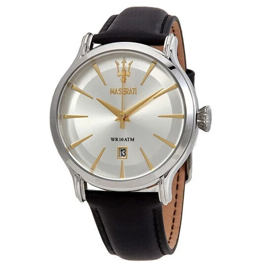 Maserati Mens Analog Quartz Watch R8851118002 with Leather Strap Steel 42mm Dial