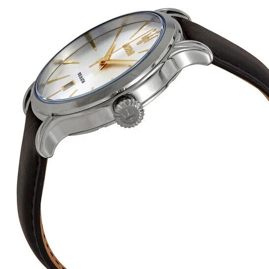 Maserati Mens Analog Quartz Watch R8851118002 with Leather Strap Steel 42mm Dial