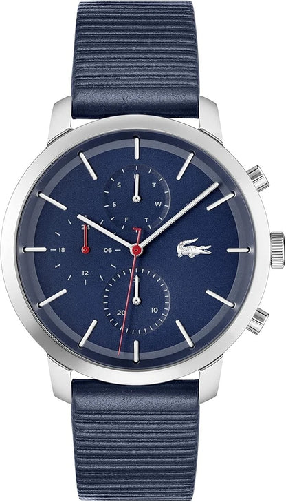 Lacoste Men's Replay Quartz Watch Blue Leather 2011176 New Boxed Chronograph