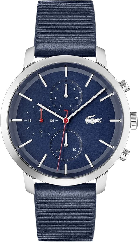 Lacoste Men's Replay Quartz Watch Blue Leather 2011176 New Boxed Chronograph
