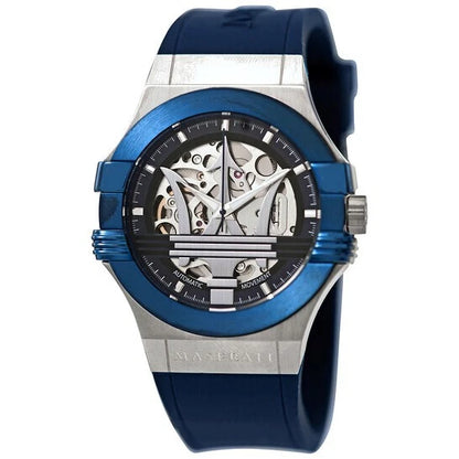 Maserati Potenza Men's R8821108028 Automatic Watch Steel Rubber Blue Dial 42mm