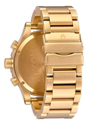 Nixon Chrono A083-510 Mens Quartz Watch Black Dial Gold Stainless Steel 51mm