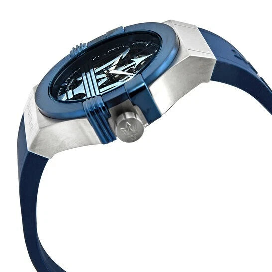 Maserati Potenza Men's R8821108028 Automatic Watch Steel Rubber Blue Dial 42mm