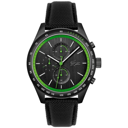 Lacoste Watch Apext Chronograph Men's Quartz 2011296 Black Leather New Boxed